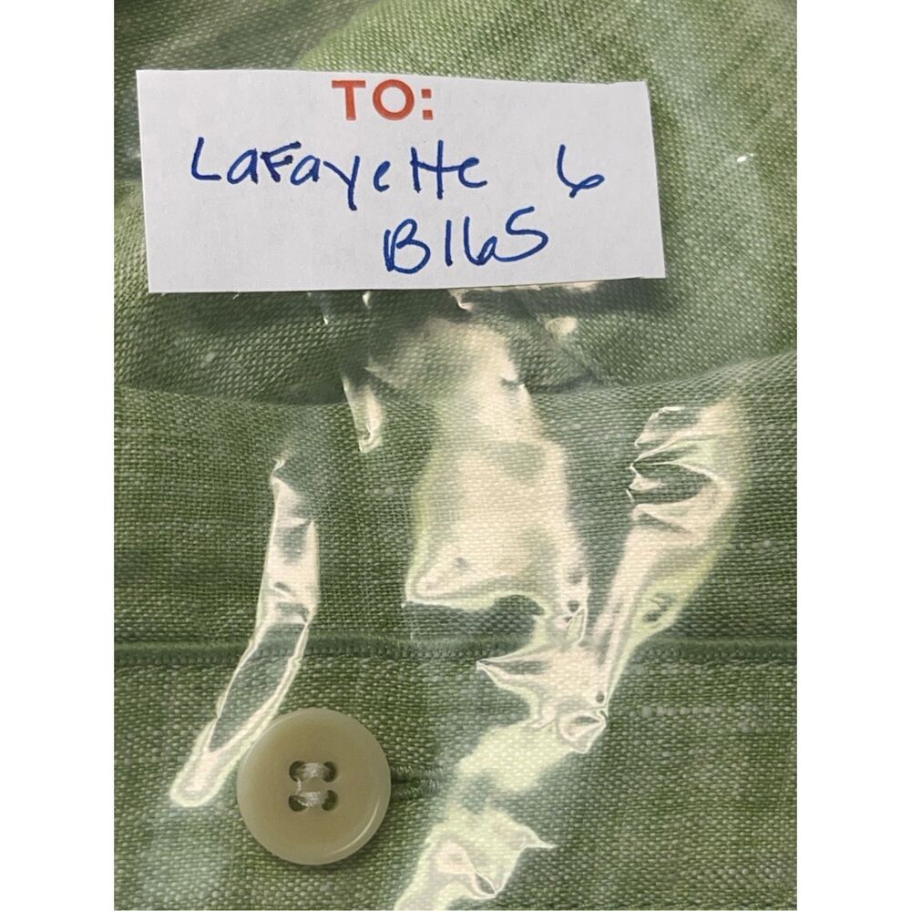 Lafayette 148 Linen Tunic Top Shirt Button Down Women 6 Green Collar Oversized - Picture 12 of 12